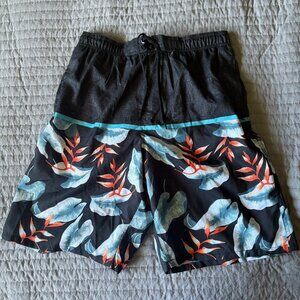 🌴Tropical Swim Trunks – Black/Blue/Orange (Size Medium) Never Worn